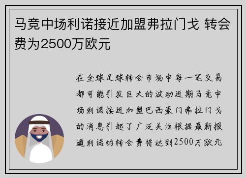 马竞中场利诺接近加盟弗拉门戈 转会费为2500万欧元